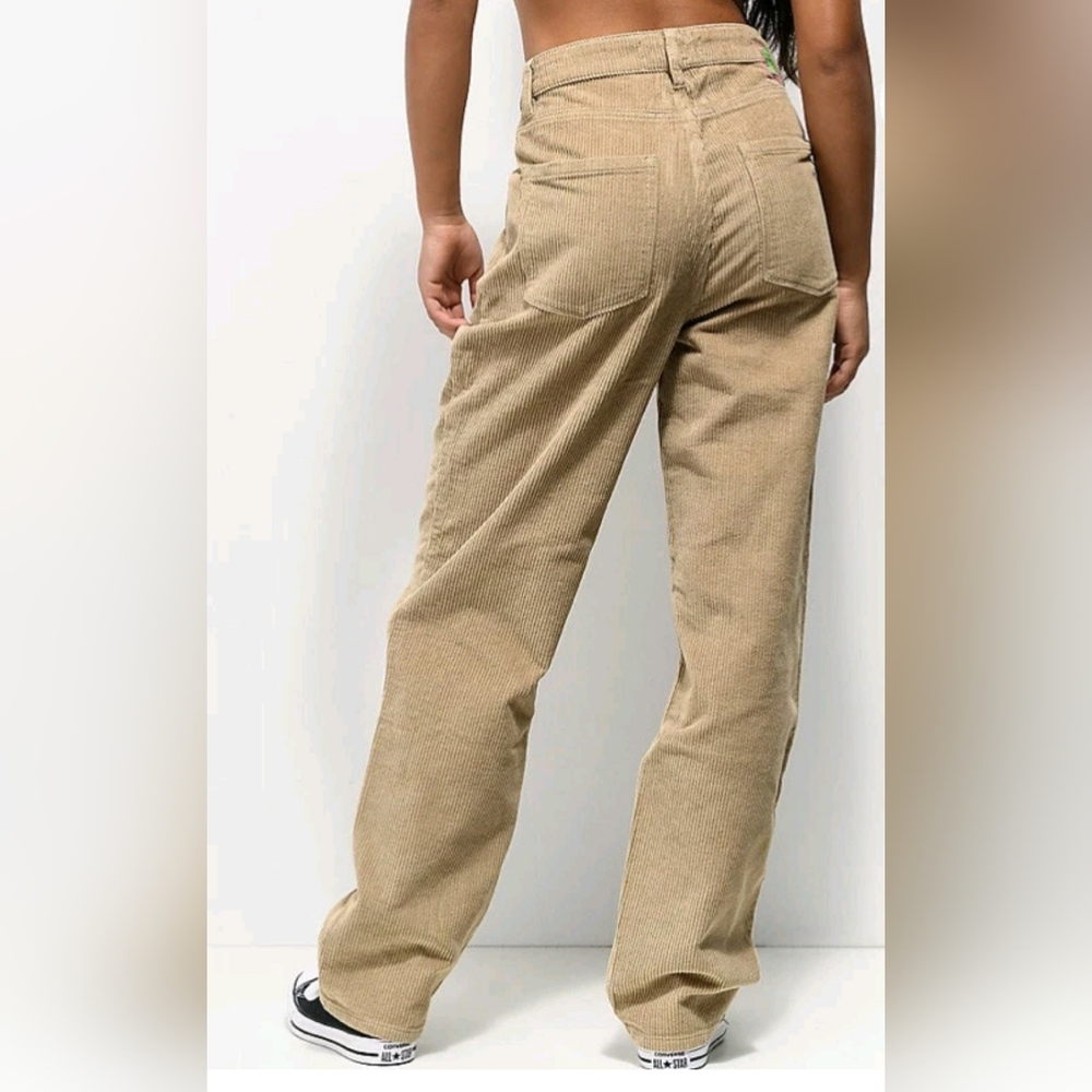 Empyre Tori 90's Cordory Skate Pants Khaki Womans Sz 4 High Waist Loose Fit - Picture 2 of 10